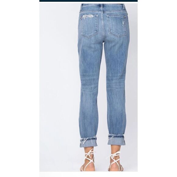 Judy Blue button fly destroyed boyfriend high waist jeans 7/28 - Picture 7 of 10
